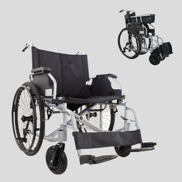 Silla de ruedas bariátrica | Ancho 60cm | Hasta 225kg | Ruedas extraíbles | Antivuelco | Autopropulsable | Plus 225 | Mobiclinic