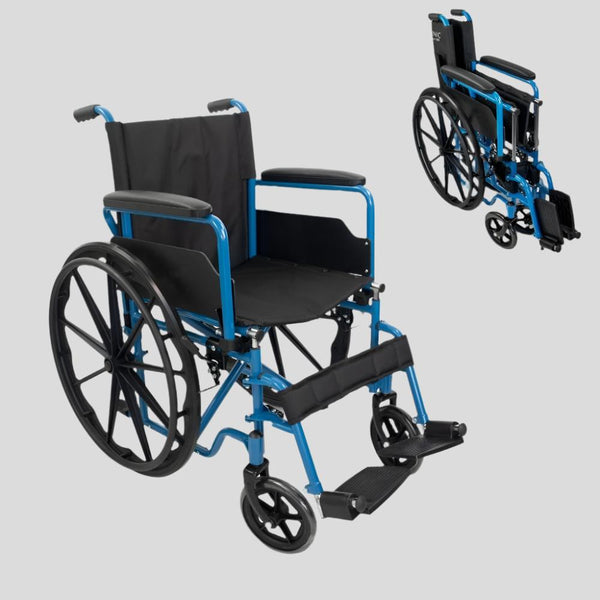 Fauteuil roulant pliant | Grandes roues | 40 cm | Bleu | Marsella | Mobiclinic