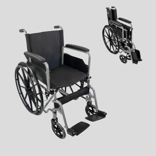 Fauteuil roulant pliant | Grandes roues | 40 cm | Gris | Marsella | Mobiclinic