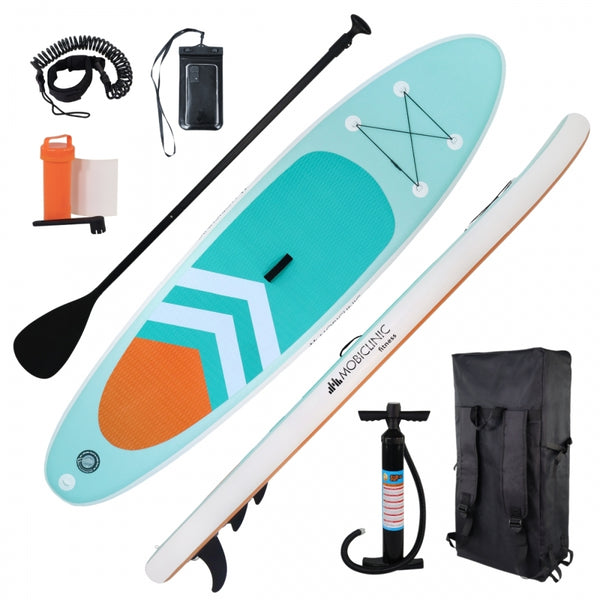 Planche paddle surf gonflable |320 x 83 cm | Pagaie réglable |Pompe |Sangle de sécurité |Sac à dos de voyage |Lilo | Mobiclinic