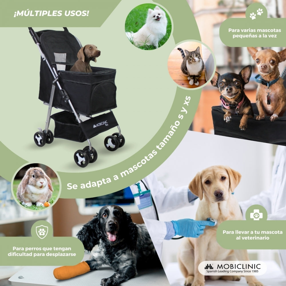 Poussette Pour Chien Pliable Tout Terrain - Capacité 20 Kg, Double Frein, Fenêtres Mesh, Gris - EchoSmile - 11