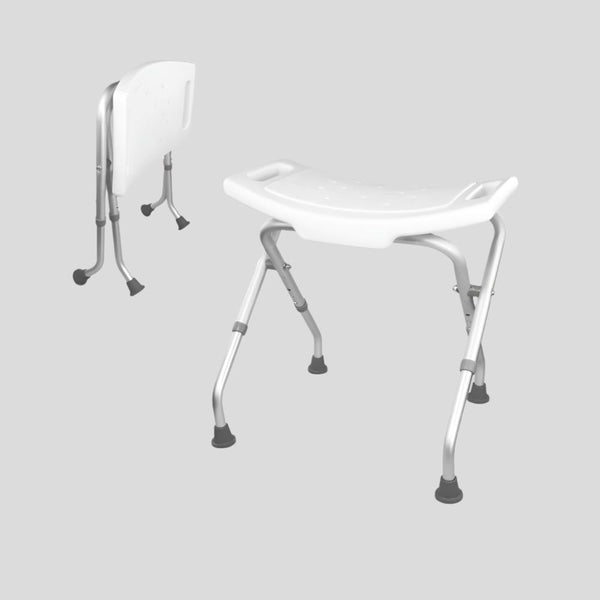 Silla para ducha | Plegable | Regulable en altura | Conteras antideslizantes | Delta