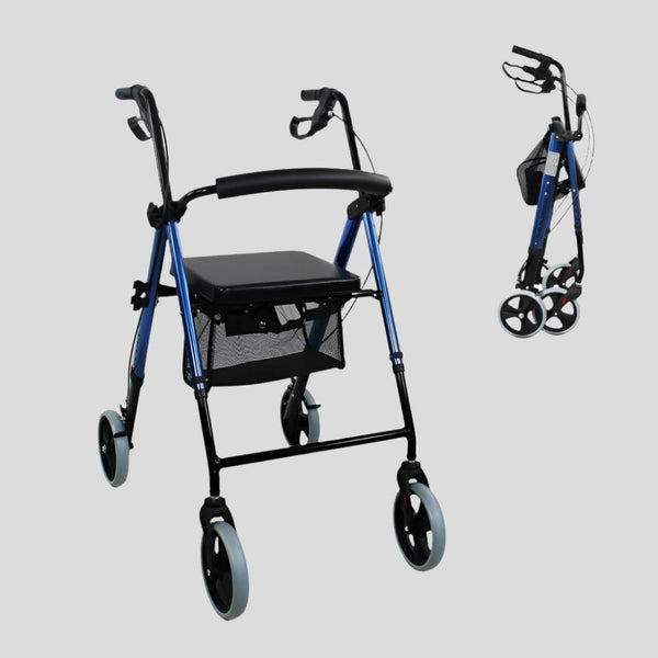 Déambulateur pour adultes | Pliable | Aluminium | Freins aux poignées | Siège et dossier | TOP | Hércules | Mobiclinic