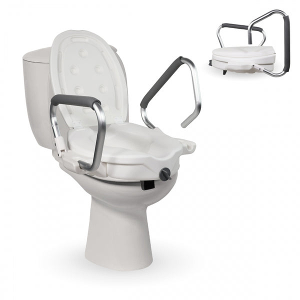 Rehausseur WC | Siège de toilette | Avec couvercle et accoudoirs | Blanc | Guadiana | Mobiclinic