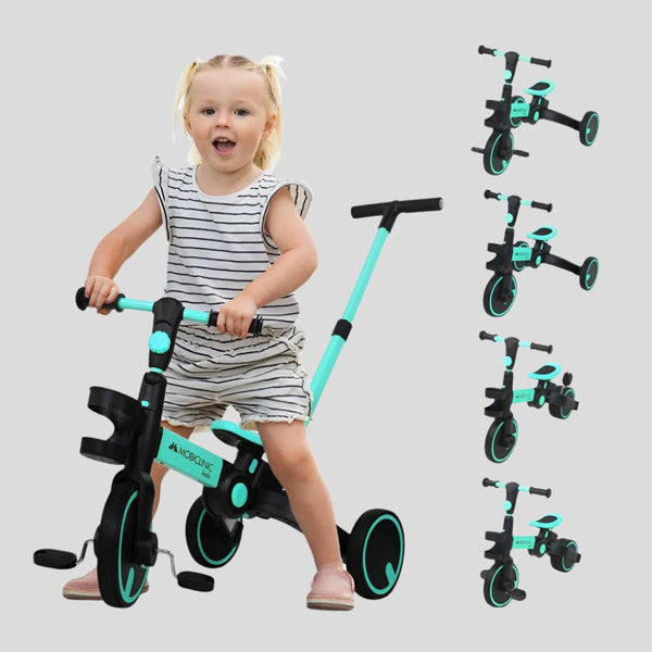 Tricycle 5 en 1 | Évolutif | Guidon siège réglable |Max 25kg | Léger | 1 an et demi-5 ans | Bleu | Chase | Mobiclinic