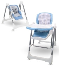 Chaise haute à bascule | Pliable | Avec roulettes et plateau | Max. 15kg | 6-36 mois | Ajustable | Bleu | Nala | Mobiclinic