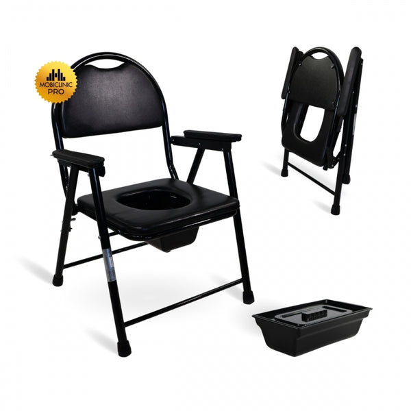 Chaise WC | Pliable | Noir | Acier chromé | Guadalquivir | Mobiclinic