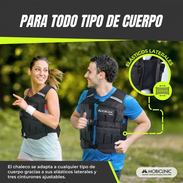 Gilet Lesté ZELUS 20 Lb Réglable - Bande Réfléchissante - Entraînement Musculation #R030