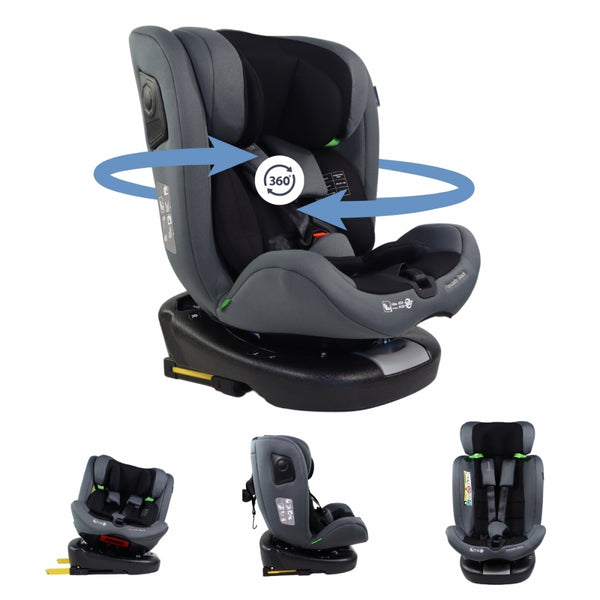 Siège d'auto pour enfant | Pivotant à 360º | Inclinable | 40-150 cm | 0-12 ans | Top Tether | Réglable | Noir | Pandafix | Mobiclinic