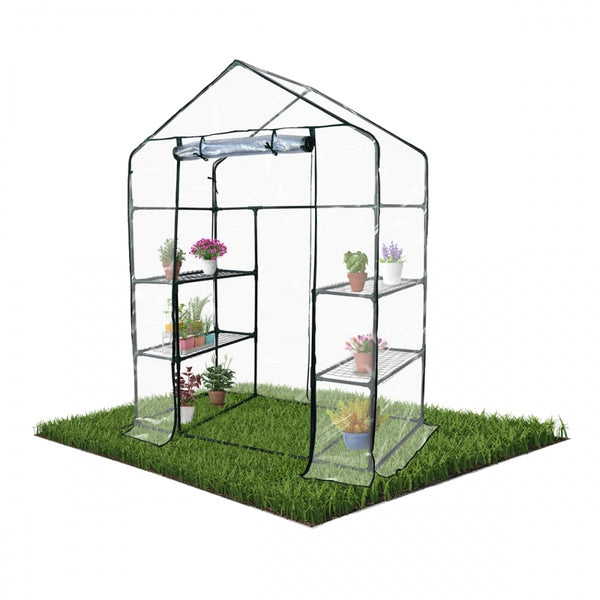 Serre avec étagères | Porte enroulable | Fixation sécurisée | Étanche | PVC | 143x73x195 cm | Home Grow | Mobiclinic