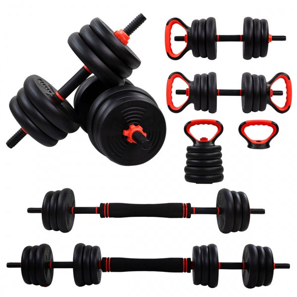 Paire d'haltères 20 kg | Réglable | 4 en 1 | Kettlebell | Barre de connexion | Portable | Mobimax | Mobiclinic