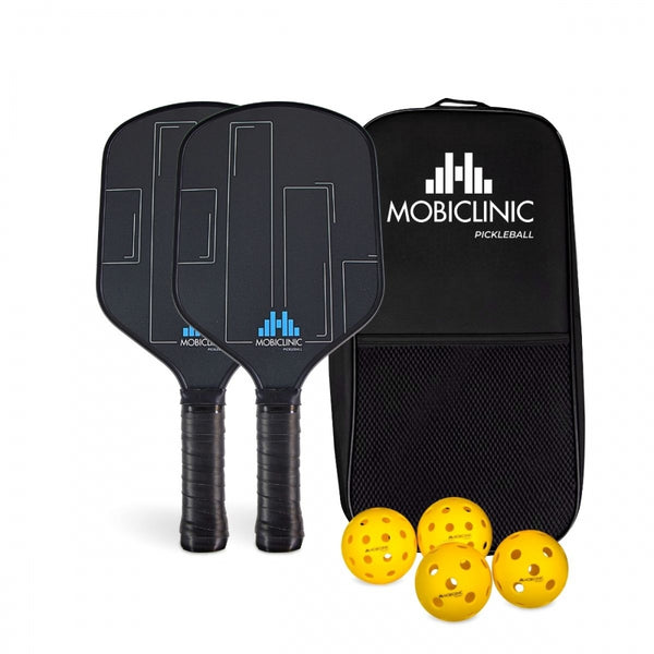 Ensemble de pickleball | 2 raquettes en fibre de verre | 4 balles | Sac de transport | Grip antidérapante | Mobiall | Mobiclinic