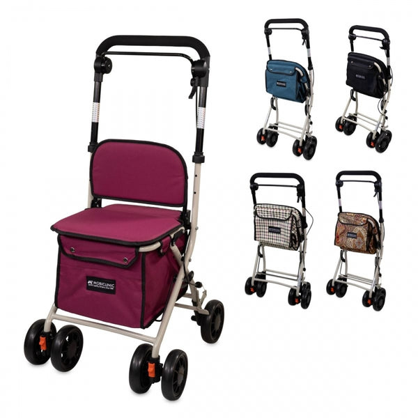 Chariot de courses | 4 roues | Jusqu' a 120 kg | Pliable | Avec sac | Système de freinage | Fuchsia| Coliseum | Mobiclinic