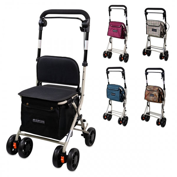 Déambulateur chariot de course | 4 roues | Pliable | Avec sac | Système de freinage | Noir | Coliseo | Mobiclinic