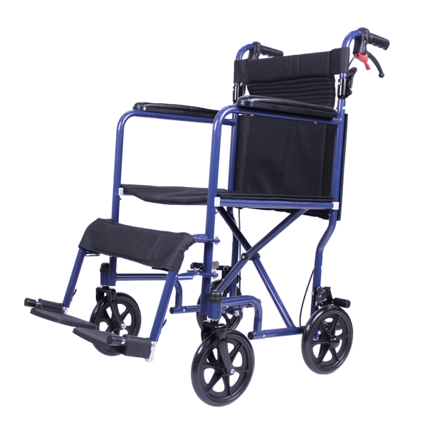 Fauteuil de transport | Pliable | Repose-pieds amovible | Frein sur les poignées et les roues | Acier | Napoli | Mobiclinic