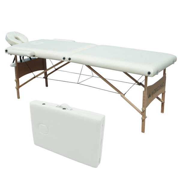 Table de massage pliante | Kinesithérapie | Bois | Revêtement similicuir | 186x60 cm | Crème | CM-01 Light | Mobiclinic