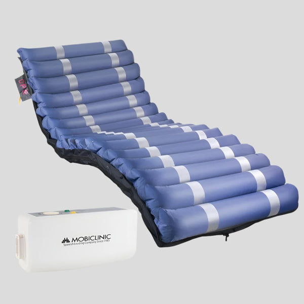 Matelas à air anti escarres | Avec compresseur | Différentes largeurs | 17 cellules | TPU Nylon | Bleu | Mobi 3 | Mobiclinic