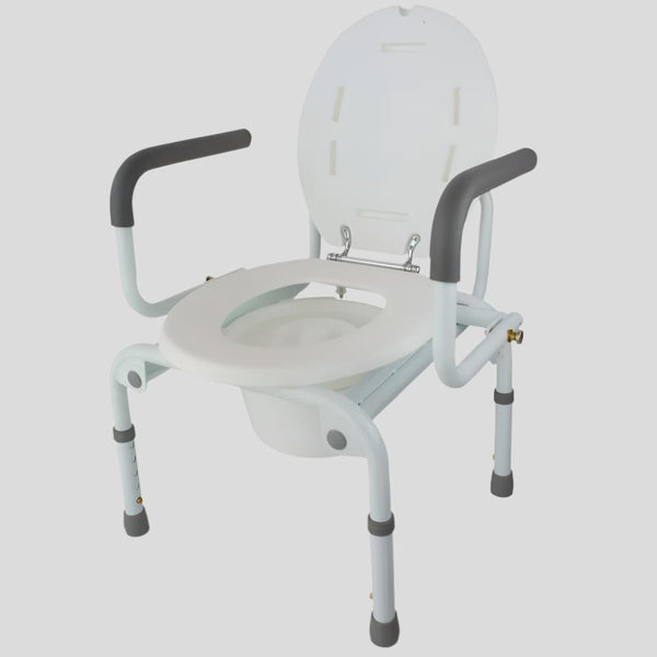 Toilette avec chaise pliante avec accoudoirs réglables et hauteur